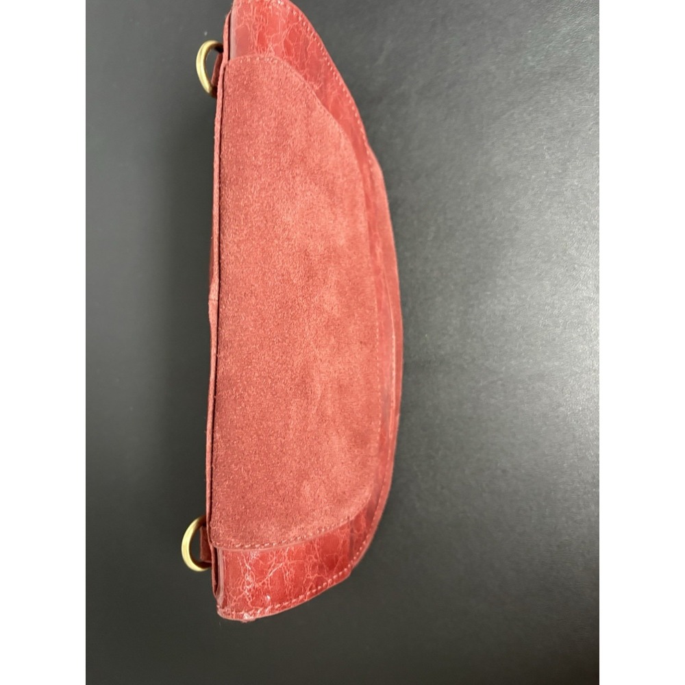Anthropologie‎ Suede Leather Crossbody Small Terracotta Red Handbag - Picture 2 of 13